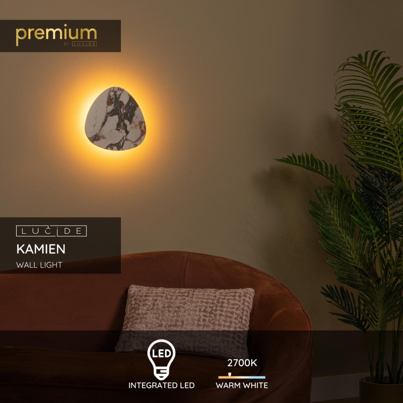 Lucide KAMIEN - Nástenné svietidlo - LED - 1x10W 2700K - Biele